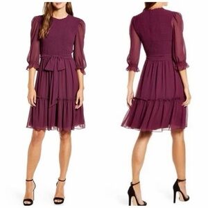Rachel Parcell Smocked Long Sleeved Dress